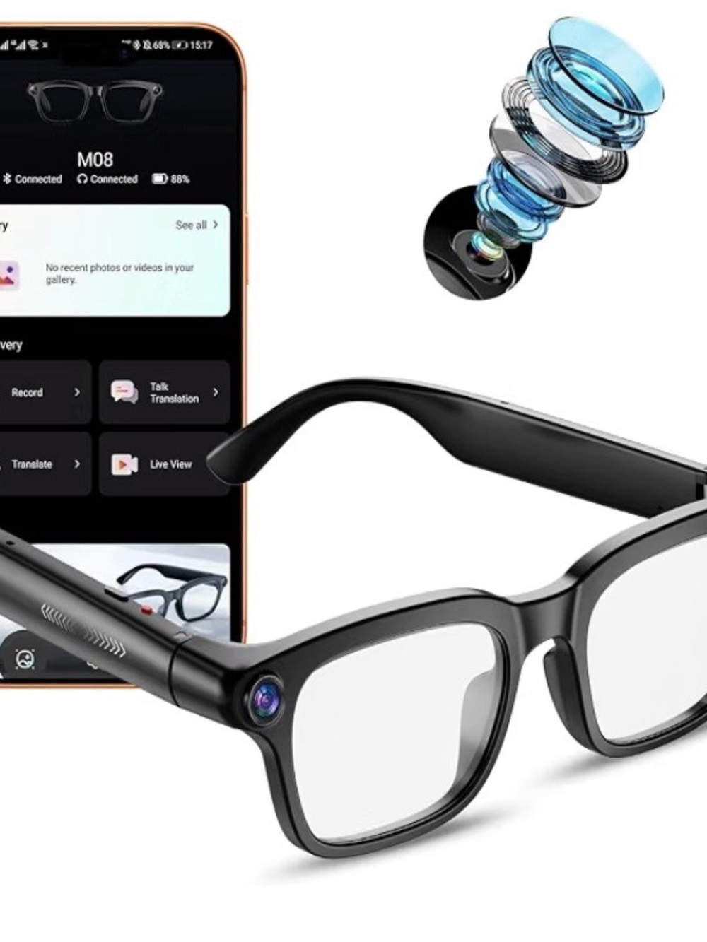 NEW Ai Smart Glasses with Camera, 4K 8MP HD Photo and Video Recording